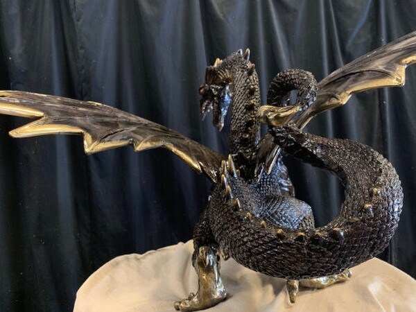 Back View Bronze Dragon Sculpture Smoke Large Scale Statuary